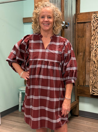 Plaid About You Mini Dress In Brown