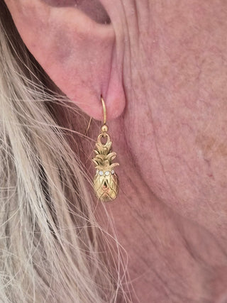 Pineapple White Opal Earrings