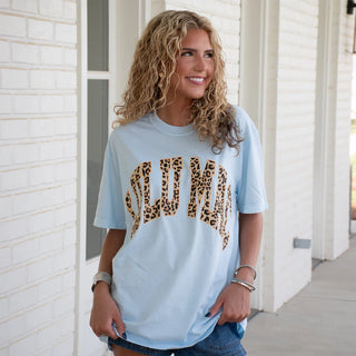 Lulu Mac Leopard Print Short Sleeve T-Shirt in Chambray