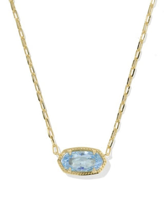 Elisa Luxe Short Necklace in Gold Light Blue CZ
