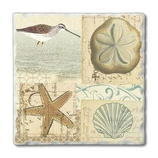 Shell Collage Tile Coaster 4 Pack Set