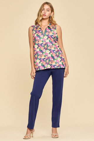 Let's Be Friends Top in Navy Multi