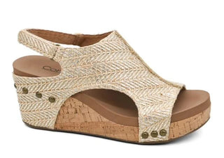 Corkys Carley Wedge In Silver Raffia