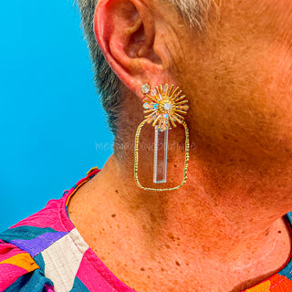 Iridescent Stick Sunburst Hoop Earrings