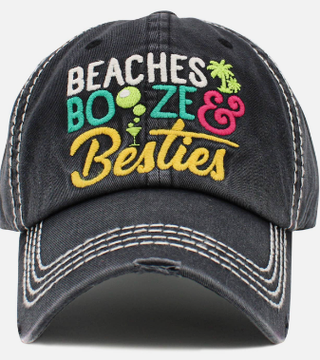 Beaches Booze & Bestie Hat in Black