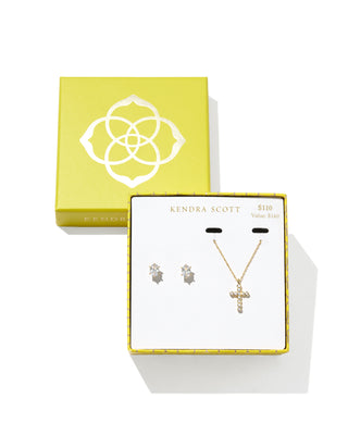 Cross Crystal And Cailin Crystal Gift Set In Gold White CZ