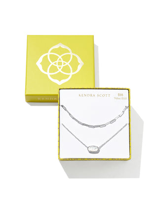 Elisa And Courtney Necklace Gift Set In Silver Ivory Mother Of Pearl