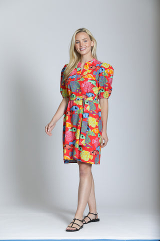 Day In The Bay Dress in Red Multi