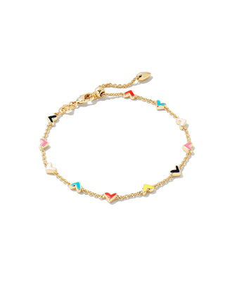 Haven Heart Delicate Chain Bracelet In Gold Multi Mix