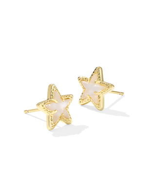 Cassidy Stud Earrings In Gold Ivory Mother Of Pearl