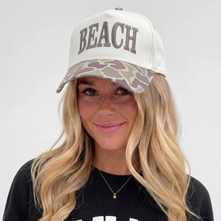 Lulu Mac 'BEACH' Baseball Hat in Light Camo
