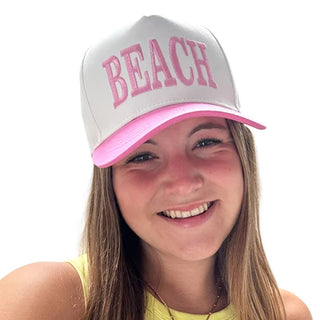 Lulu Mac 'BEACH' Baseball Hat in Pink