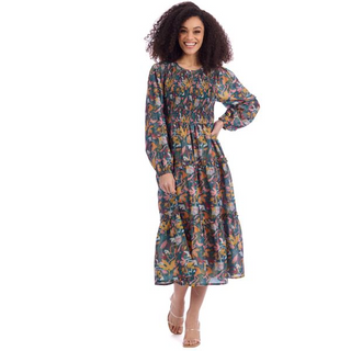Wild Blooms Midi Dress In Blue