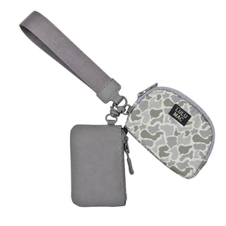 Lulu Mac Double Pouch Wristlet in Grey/White Camo