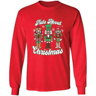 Nuts About Christmas Long Sleeve Tee In Red