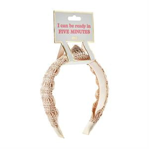 Scalloped Straw Headband -White