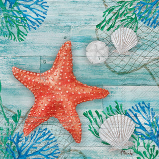 Paper Cocktail Napkins Pack of 20 Clearwater Crab & Starfish