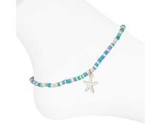 Anklet-Silver Textured Starfish