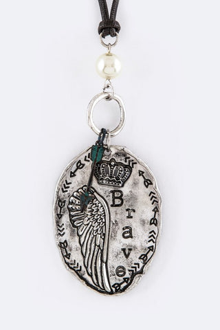 Brave Engraving Plate Necklace