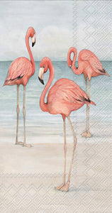 Paper Guest Towels 16 count Flamingo Trio On Beach