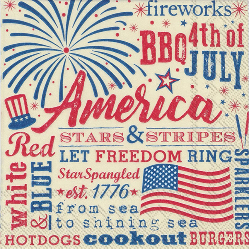 Fourth of July Paper Cocktail Napkin