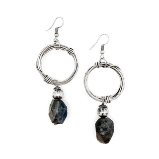 Banjara Antiqued Ring Earrings with Labradorite Stone