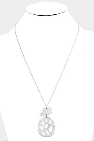 Cut out Pineapple Link Pendant Necklace in Silver