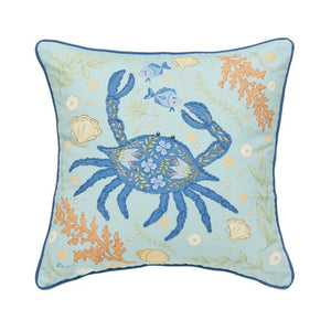 Blue Crab Coral Pillow