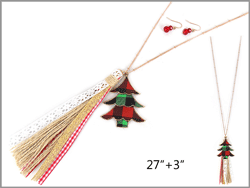 Christmas Tree Tassel Necklace Set