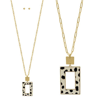 White Leopard Fur Necklace & Earring Set