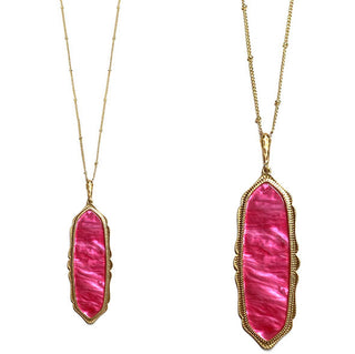 Pointed Teardrop Pendant Necklace - Hot Pink