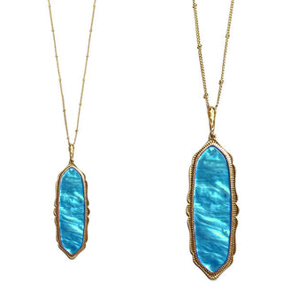 Pointed Teardrop Pendant Necklace - Turquoise