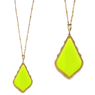 Pointed Teardrop Pendant Necklace - Yellow