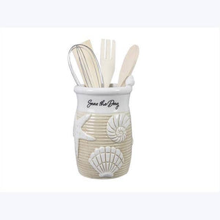 Ceramic Beach Boho Shell Design Tool Holder with 4 Tools