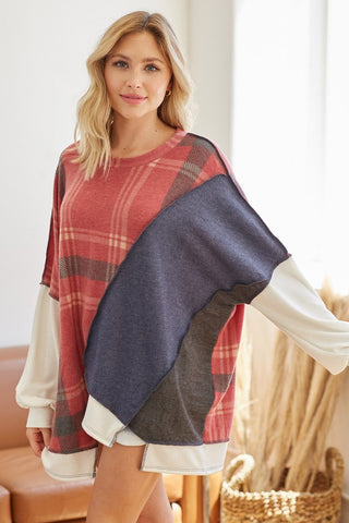 Out of Line Plaid Top in Red/Blue