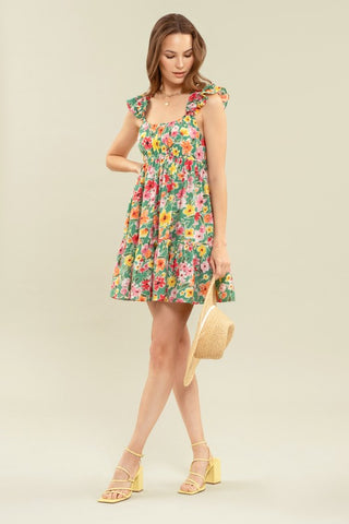 Green Multi Floral Dress