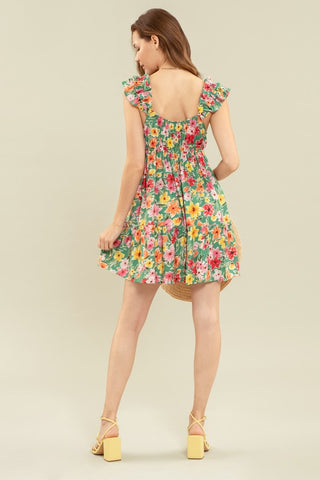 Green Multi Floral Dress - Final Sale