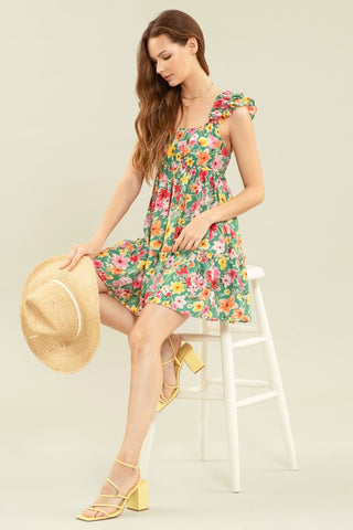 Green Multi Floral Dress - Final Sale