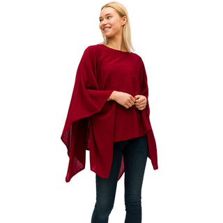 Solid Knit Poncho - Burgundy