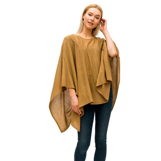 Solid Knit Poncho - Camel