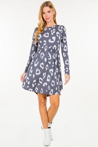 Animal Print Dress - Long Sleeve