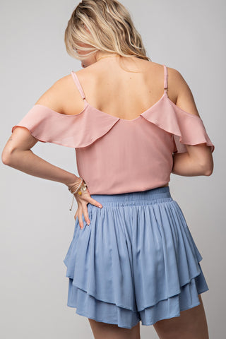 Flowy Double-Layered Shorts in Pale Blue