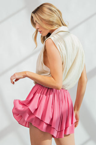 Flowy Double-Layered Shorts in Pink