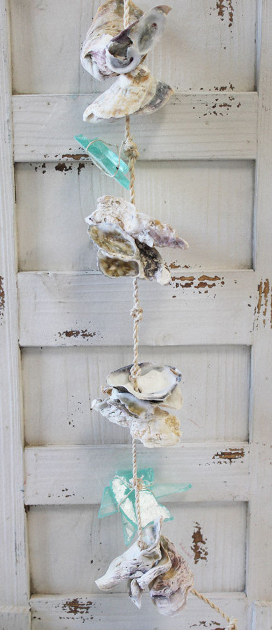 Oyster Garland with Green Sea Glass