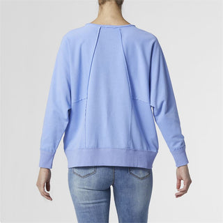 Kaylin Pieced French Terry Sweatshirt in Dusty Blue
