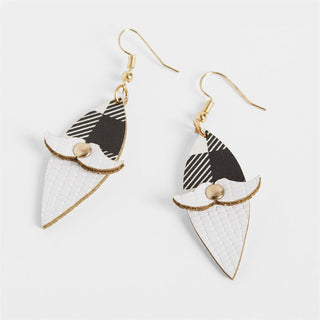 Plaid Gnome Earrings in White
