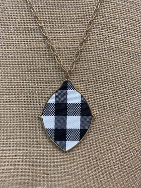 Plaid Marquise Shape Necklace - Available in 2 Colors