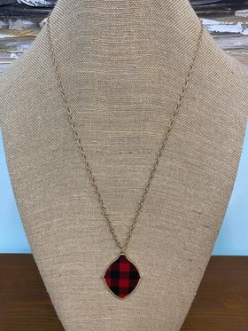 Plaid Marquise Shape Necklace - Available in 2 Colors