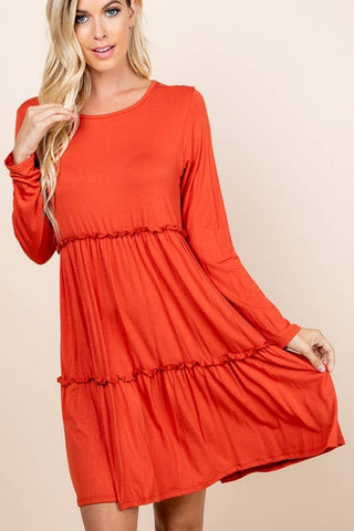 Alexis Tiered Dress in Rust