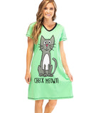 Check Meowt Women's Cat V-neck Nightshirt